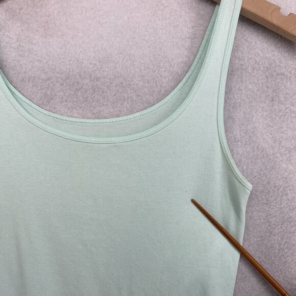 EILEEN FISHER Tank Top S Organic Cotton Ribbed Jersey Cami Scoop Neck Green - Picture 12 of 13